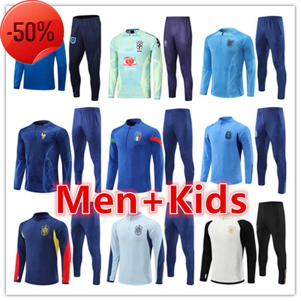

2022 2023 englands men football tracksuit soccer training suit jacket set 22 23 kids mens jerseys tracksuits jogging sets survetement foot, Black