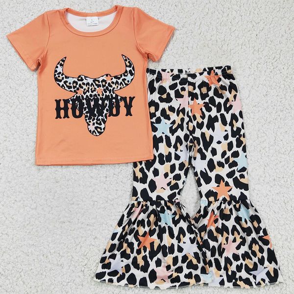 

western style girls clothing bell pants set howdy cow print fashion baby girl clothes milk silk boutique kids children outfits girls suit, White