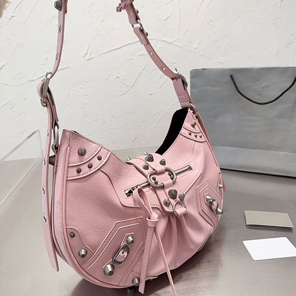 

rivet shoulder bags clutch bag axillary handbag purse plain large capacity women purse hasp hardware fashion belt buckle decoration adjustab