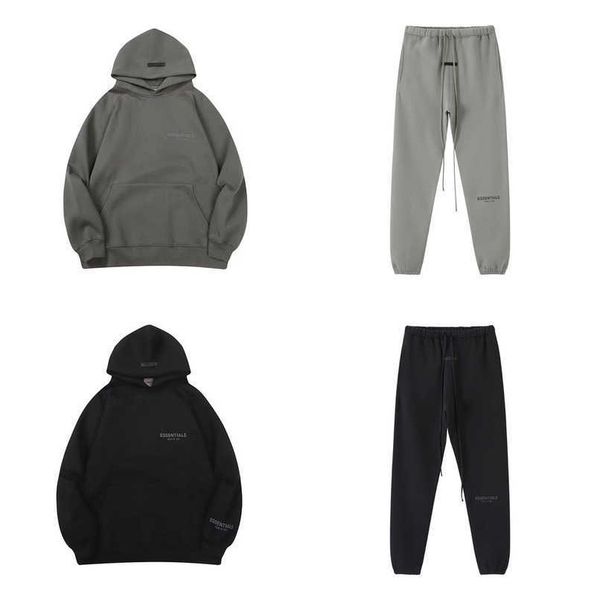 

luxury essentials men's tracksuits sweatshirts hoodies fashion letter men women sportswear pant suit hooded sweater casual pullover co, Black