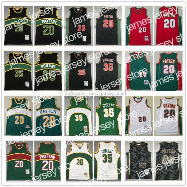 

basketball jerseys retro basketball jerseys gary 20 payton jersey kevin 35 durant shaw 40 kemp colour white blue red black stitched mitchell, Black;red