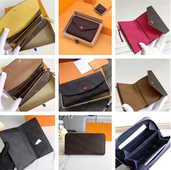 

genuine leather with box luxury design wallet men women pocket wallet emilie zipper card pack slender victorine coin brazza purse 272y, Red;black