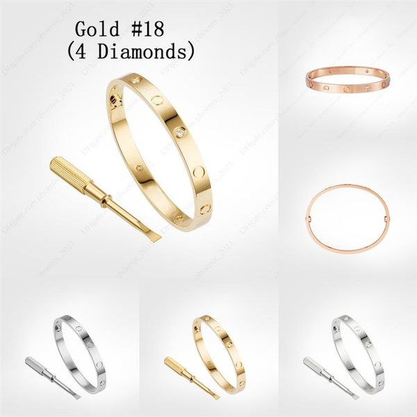

love screw bracelet 5 0 mens bracelets 4diamonds designer bangle luxury jewelry women titanium steel alloy gold-plated craft gold 2700, Black