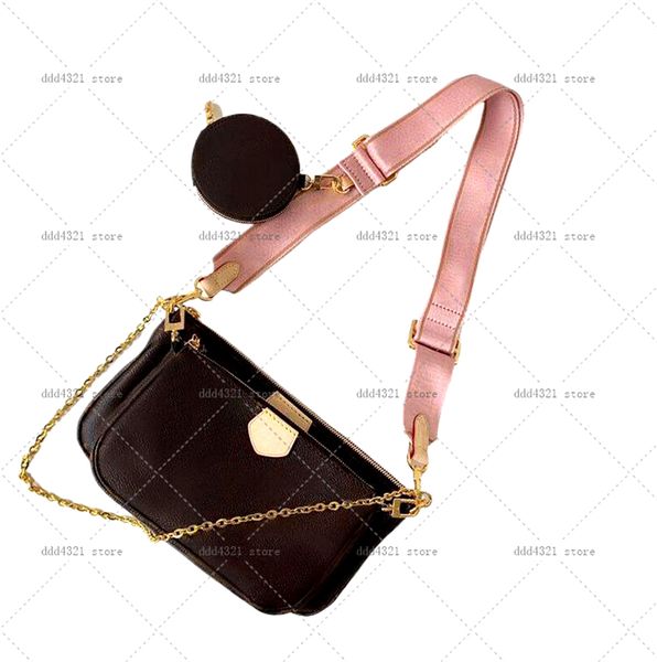 

high-quality luxury designer three-piece messenger bag fashion classic mahjong wallet chain shoulder portable multifunctional handbag printi