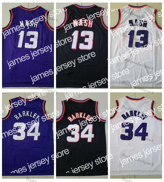 

basketball jerseys vintage 1996 -97 basketball jerseys purple black white 13 steve nash 34 charles barkley 1992 mens stitched shirts, Black;red