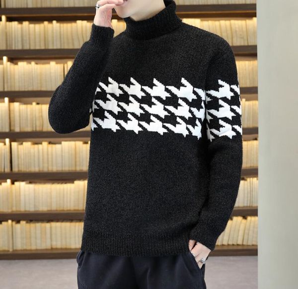 

men sweater for designer turtleneck christmas dress pullovers solid color long sleeve slim fit youth knitted casual sweater, White;black