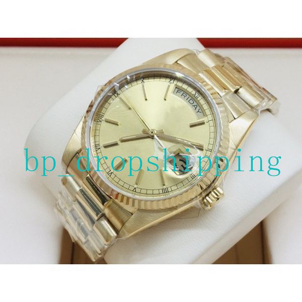 

mens luxury watch for man 41mm gold dial 2813 movement automatic mechanical full stainless steel 904l sapphire glass sport classic wristwatc, Slivery;brown