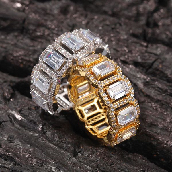 

hip hop filled iced out ring bling cubic zirconia diamond rings for women men hiphop fashion fine jewelry, Golden;silver