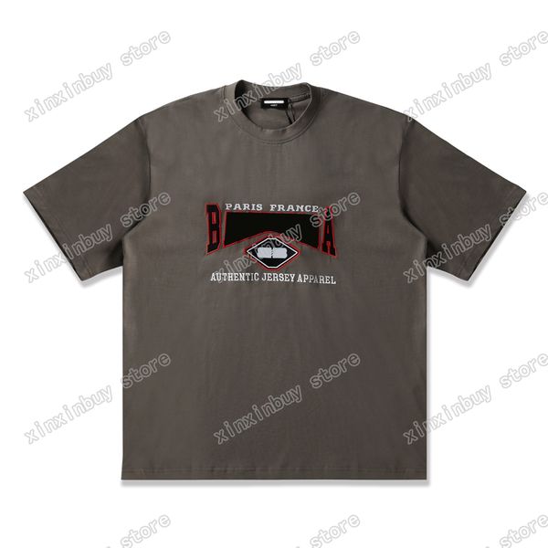 

xinxinbuy men designer destroyed tee t shirt paris red letters embroidery short sleeve cotton women khaki white black xs-xl, Black;brown