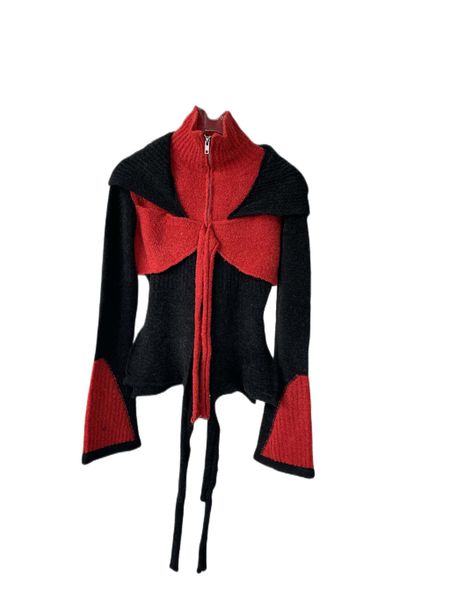 

early spring new style lady atmosphere splicing high neck sweater, White;black