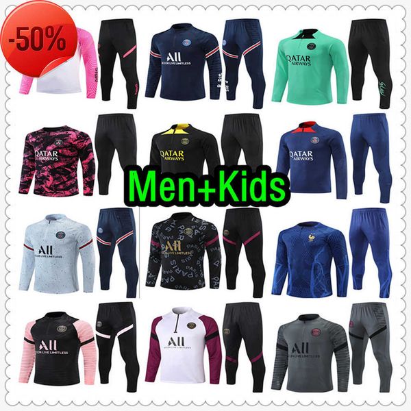 

21 22 23 psgs tracksuit paris mbappe football jerseys training suit jersey soccer tuta maillot survetement foot futbol chandal jacket 2022, Black
