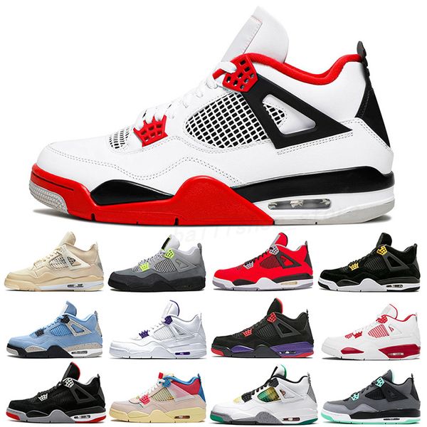 

lightning men jumpman 4 4s high custom basketball shoes sail bred kaws fire red thunder taupe haze university blue soft outdoor platform 36-, Black