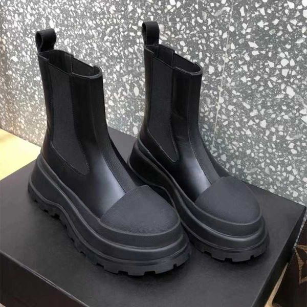 

shoes chelsea women's high rise thick soled short 2022 new british style martin boots thin pile middle tube spring and autumn single, Black