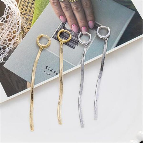 

2022 new fashion dangle chandelier simple geometry unique long tassel earrings wedding jewelry gift ae559, Silver