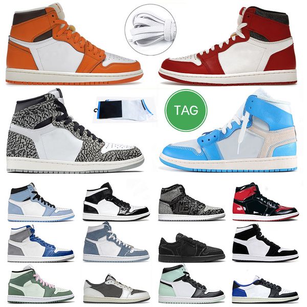 

air jorden 1 jumpmans 1 basketball shoes 1s mens chicago lost and found true blue sneakers starfish off white cement high mid black phantom