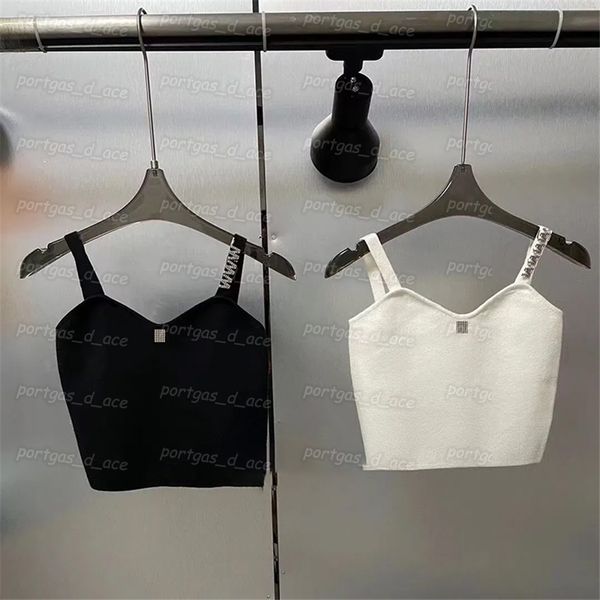 

women sling t shirt knits diamond letters strap knit vest womens bottoming tanks, Black
