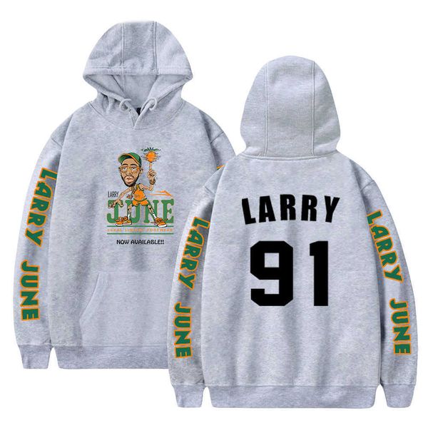 

rapper larry june hoodie streetwear clothes pullover 91 for sweatshirt, Black