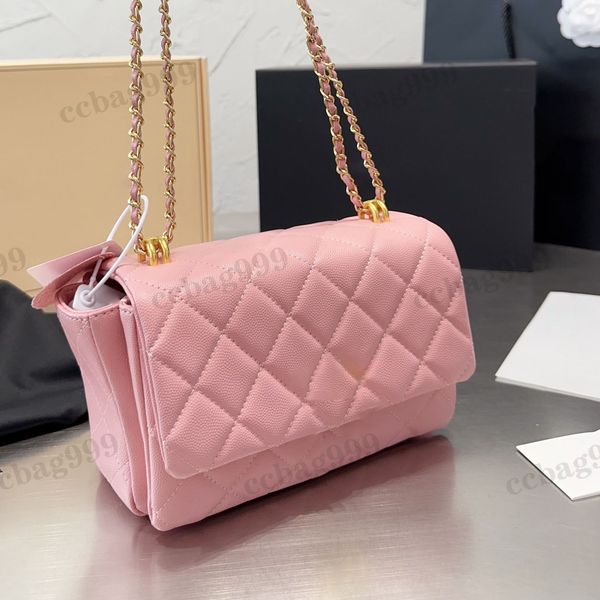 

22k mini caviar organ wallets flap quilted bags vintage metal hardware chain shoulder crossbody coins purse matelasse women luxury card hold