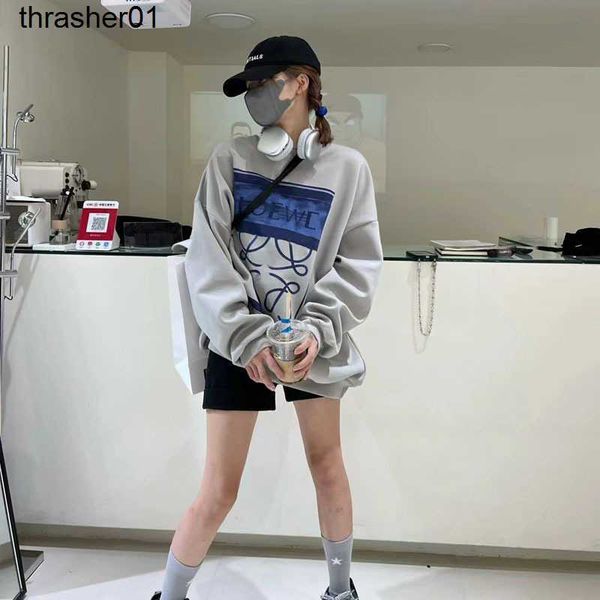 

men's hoodies designer sweatshirts loewess luxury sense family new printed round neck loose sweater winter fem fashion brand hoodie, Black