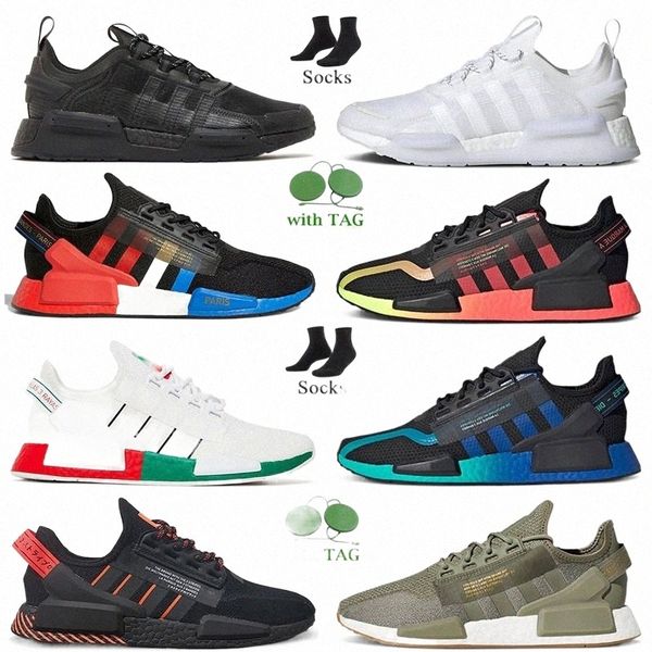 

og black white r1 running shoes fashion 2022 women mens nmds1 v2 v3 edition 1 grey metallic silver legacy green orange trainers dazzle camo