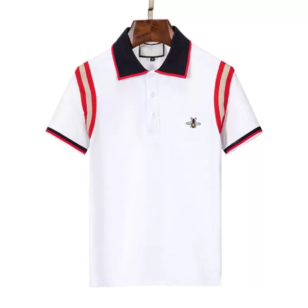 

designer men's t-shirt polo shirt brand new cotton embroidery wrinkle proof breathable lapel commercial fashion casual print high end s, White;black