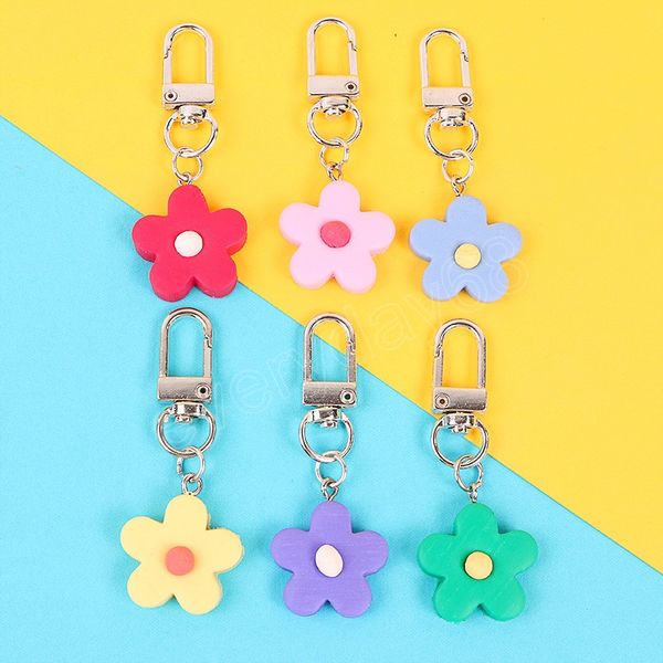 

fashion flower keychain korean style cartoon key chain girl cute keyring earphone cover purse backpack ornament accessories, Slivery;golden