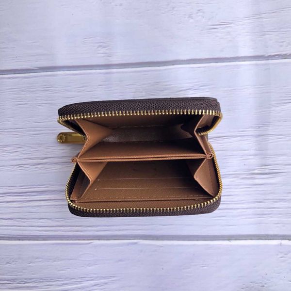

brand card holders designer design zero wallet small zipper plaid short casual horizontal square storage card bag couple's style, Brown;gray