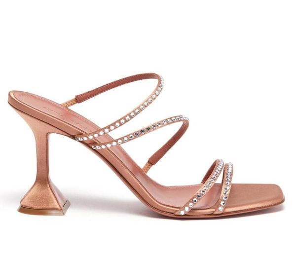 

luxury designer amina muaddi heel sandals new clear begum glass pvc crystal transparent slingback sandal heel pumps naima embellished a60475, Black