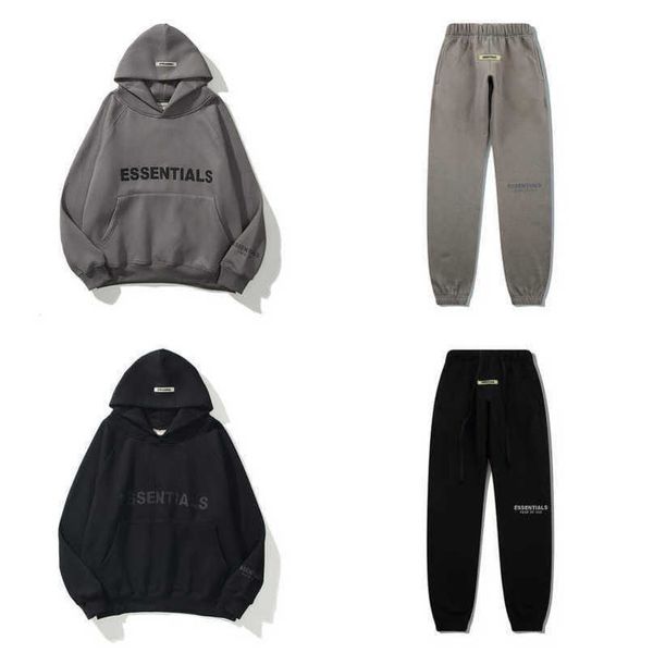 

luxury essentials men's tracksuits sweatshirts hoodies fashion letter men women sportswear pant suit hooded sweater casual pullover co, Gray