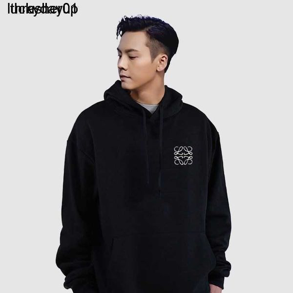 

men's hoodies designer sweatshirts loewess cotton men's women's embroidered hooded sweater casual streetwear hoodie, Black