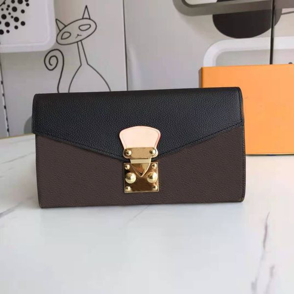 

women designer wallets handbags classic version clutchbag purses with many card holders with box real leather, Red;black