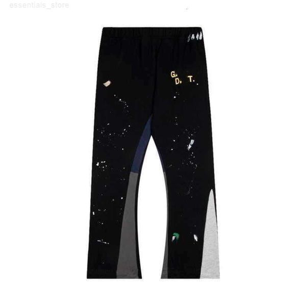 

men's pants jeans galleries dept sweatpants sports fashion hand-painted splicing gram weight pure cotton terry, Black