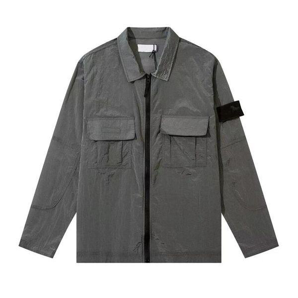 

island brand jackets coat metal nylon functional shirt double pocket jacket reflective sun protection windbreaker jacket stone men size, Black;brown