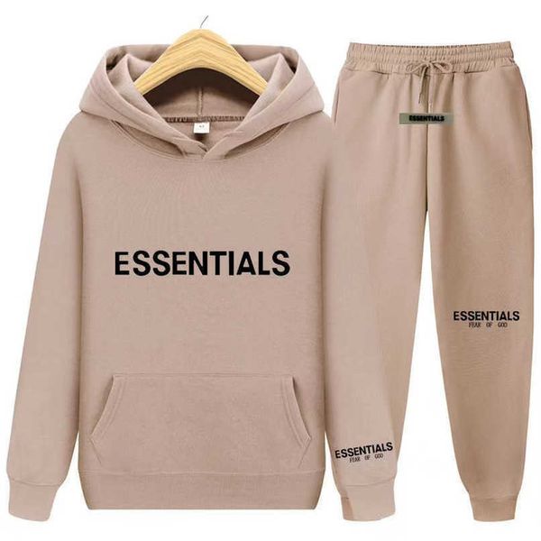 

men's essentials luxury tracksuits sweatshirt letter hoodies fashion men women sportswear 2 piece pants suit hooded sweater casual pul, Gray
