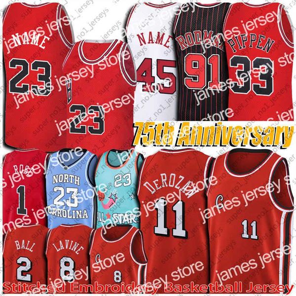 

basketball jerseys chicagos men bull 11 demar basketball derozan zach 8 lavine 23 michael lonzo 2 ball derrick 1 rose 33 scottie pippen jers, Black;red