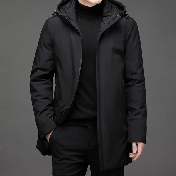 

men's down parkas winter men cotton jackt smart casual waterproof mid long style hat long sleeve plus size 4xl 221208, Black