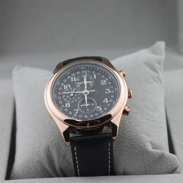 

fashion business men's watch timing three small needle double calendar waterproof leisure watches, Slivery;brown