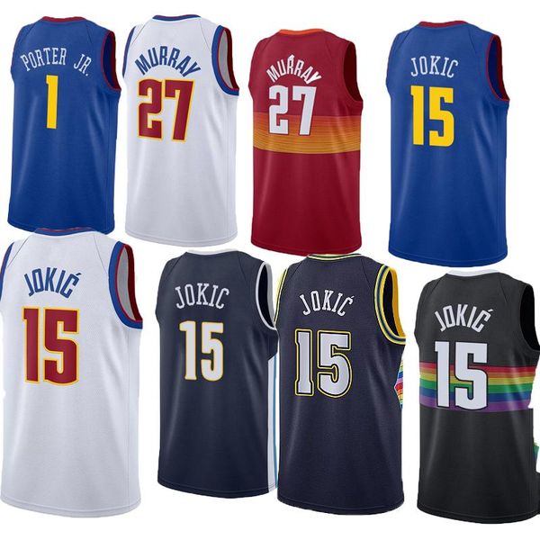 

carmelo 15 anthony nikola jamal 27 murray 15 jokic basketball jersey vintage dikembe 55 mutombo allen 3 iverson michael 1 porter jr. royal b, Black;red