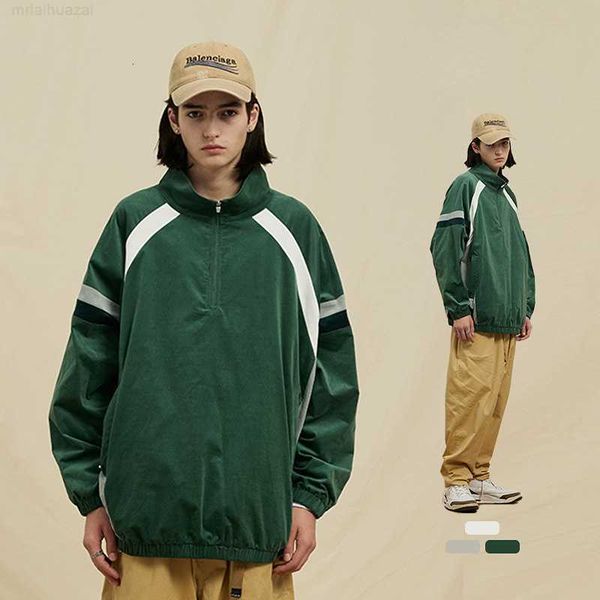 

men's tracksuits college style jacket autumn winter bomber outdoor windbreakerjacket casual street loose patchwork zipper coat coupleqo, Gray