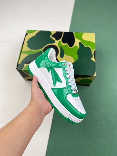 

designer sk8 bapestas stas men casual shoes outdoor fashion patent leather low-sneakers size36-45