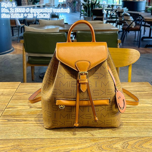 

Wholesale factory ladies shoulder bag 2 styles daily Joker printed handbag street trend letters fashion backpack flip vertical contrast leather backpacks, Brown-6609 # (common version)-style 2