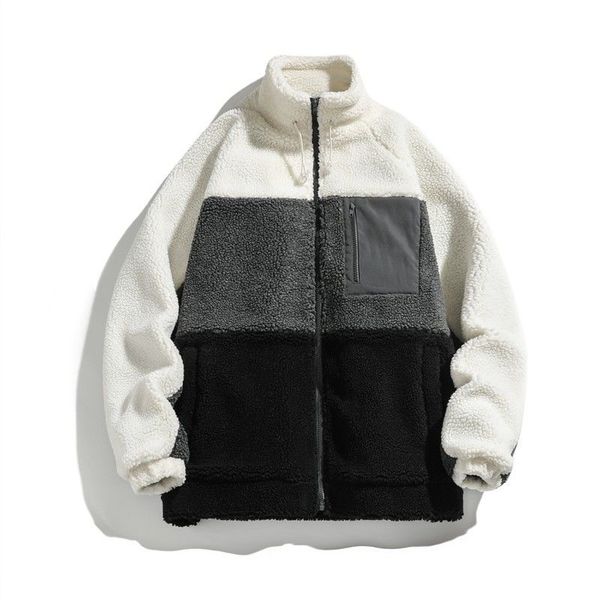 

2022 designer m-l-b men and women woollen jacket winter couples patchwork color and cashmere thick warm coat cardigan wool hoodie letter pat, Black