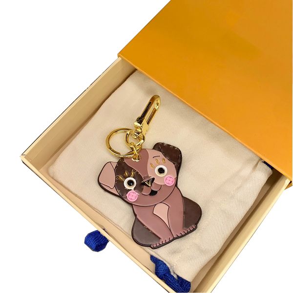 

brand designer keychains dog aolly metal handmade fashion key ring men women pendant pattern car keychain jewelry with box, Silver
