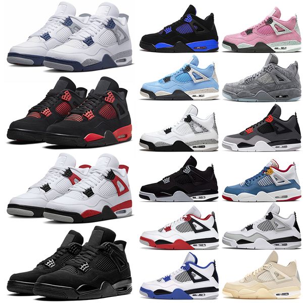 

4 jumpman mens basketball shoes 4s red thunder military black cat cool grey pure money university blue midnight navy men womens trainers