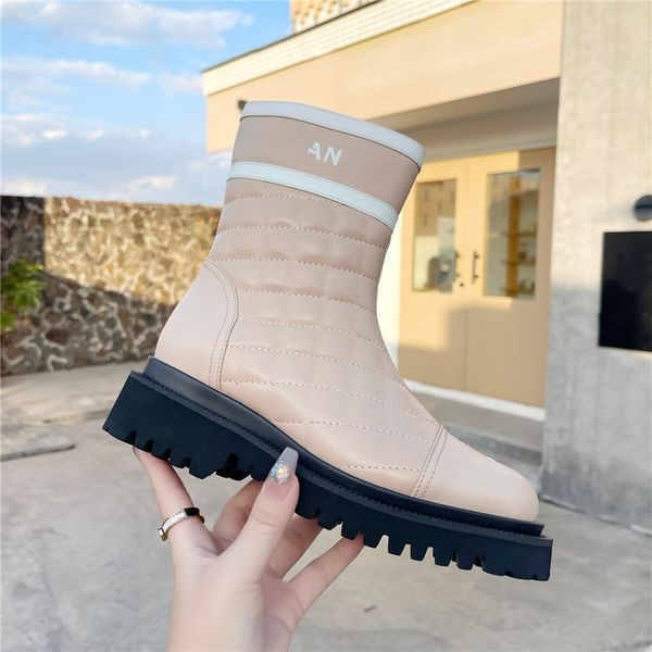 

luxury design boots channel fashion women retro decoration winter warm snow non slip high heel martin knight tassel casual socks boots 09-01, Black