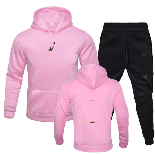 

set hoodie sweatpants tracksuit men and hooded sweatshirt pants pullover hoodie suit casual men clothes gby8, Gray