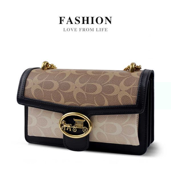 

2023 trendy brand fashion a woman's bag kong it live broadcast pattern color contrast small square women's