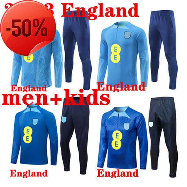 

2022 2023 englands tracksuit soccer jersey training suit kane sterling grealish mount foden saka 22 23 men kids national football sets, Black