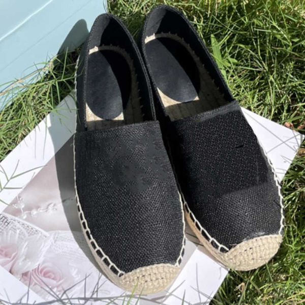 

dress straw woven bottom fisherman's women's 2022 summer new triangle logo letter embroidery slip on versatile fashion lefu shoes, Black