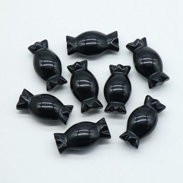 

natural obsidian stone carving festival candy gift gemstone agate ornaments folk arts healing energy for decorate, Black
